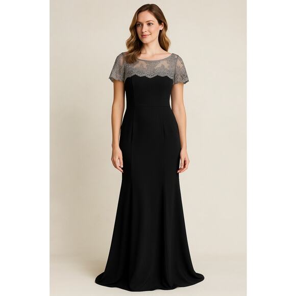 Elegant Black & Silver Lace Gown,Mother of the Bride | Full Formal Dress Size 14 - Picture 1 of 9